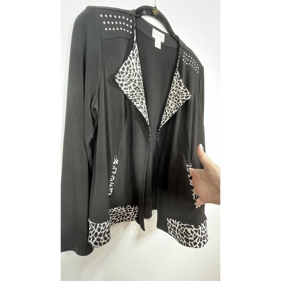 Chicos Cheetah Print Animal Stud Y2k Cardigan Blazer blouse 1 Top M 6 8 - Picture 8 of 10